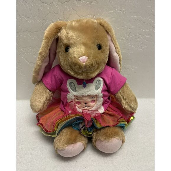 Build-A-Bear Brown Bunny Wearing Dress Stuffed Toy - Picture 1 of 8